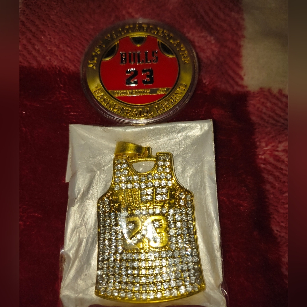 Gold and Silver Basketball Jersey Pendant